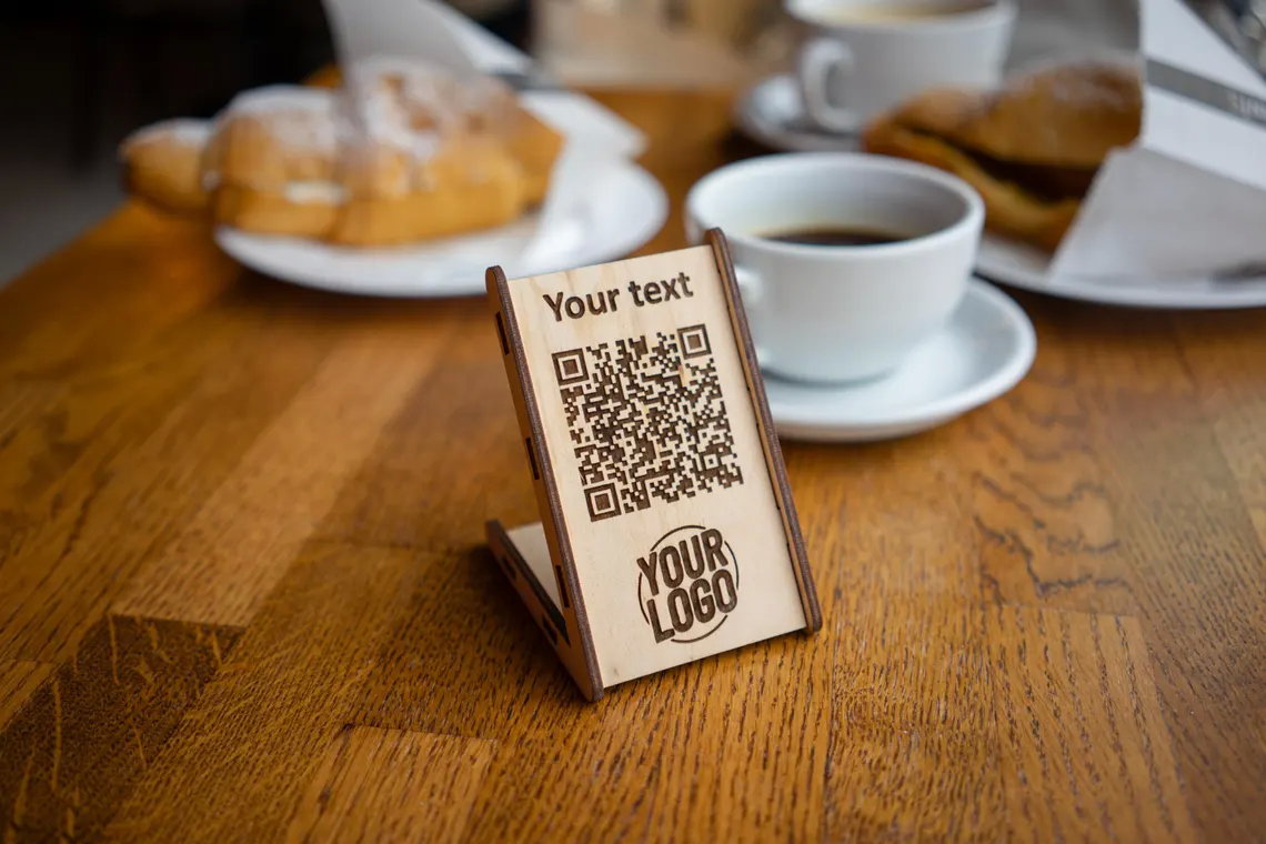 QR code menu, QR code menu sign, Wooden qr cod sign, q-106