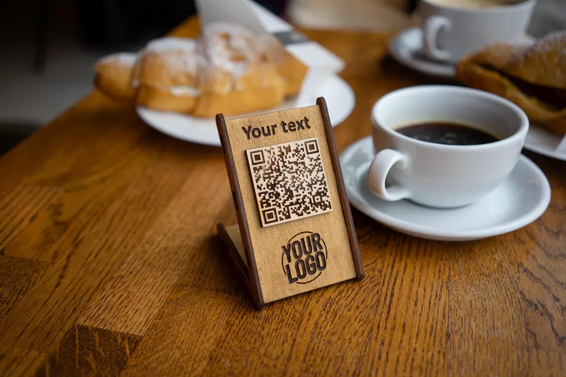 QR code menu, QR code menu sign, Wooden qr cod sign, q-107