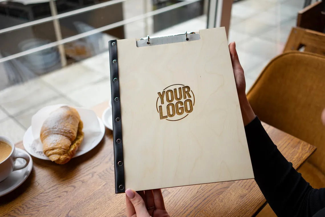 Personalized Wooden Menu Holder, Engraved Wooden Menu Folder with Customizable Options, Covers for Wedding Menu, m-105