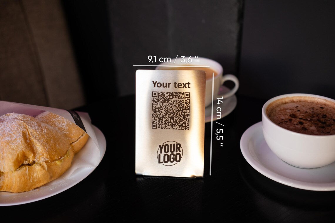 Engraved Metal QR Sign – Perfect for Menus and Wi-Fi in Cafes, Video, qm-101 - Image 5