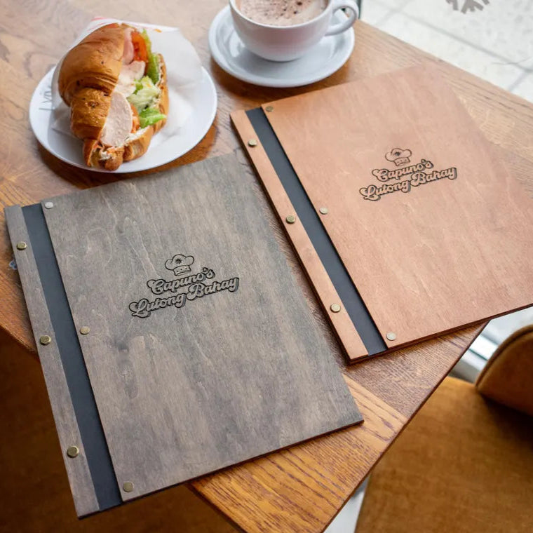 Wooden menu folder, Wood restaurant menu, Custom size menu cover, Engraved menu cover, Personalized restaurant menu