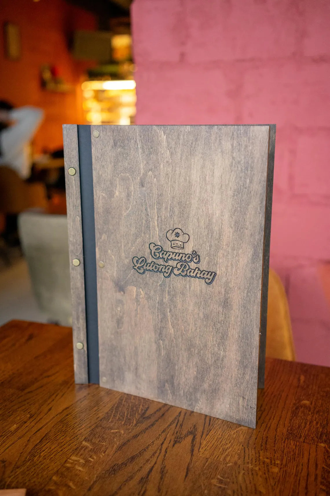 Wooden menu folder, Wood restaurant menu, Custom size menu cover, Engraved menu cover, Personalized restaurant menu