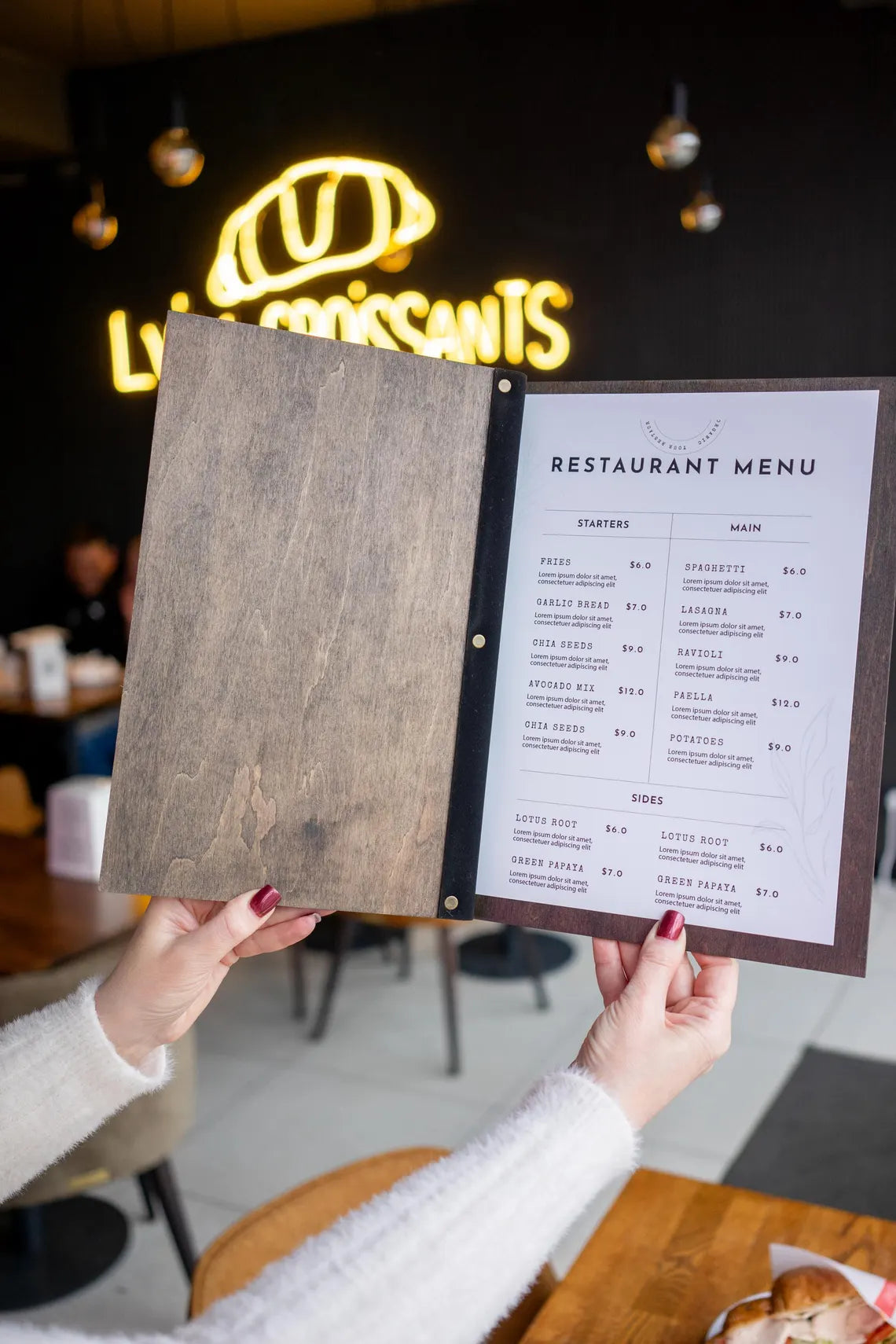 Personalized restaurant menu, Wood restaurant menu, Custom size menu cover, Engraved menu cover, Wooden menu folder