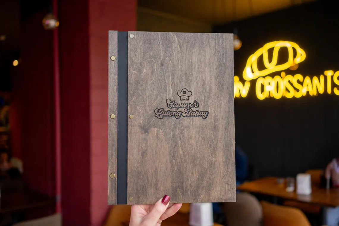 Wooden menu folder, Wood restaurant menu, Custom size menu cover, Engraved menu cover, Personalized restaurant menu
