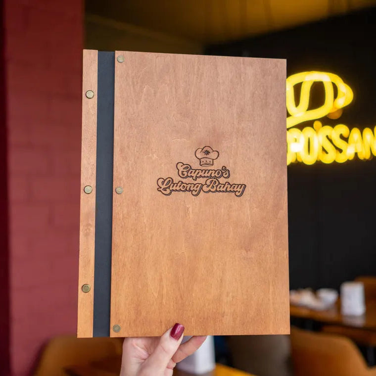 Wooden Menu Folder, Personalized Restaurant Menu, Wood Restaurant Menu, Custom Size Menu Cover, Engraved Menu Cover