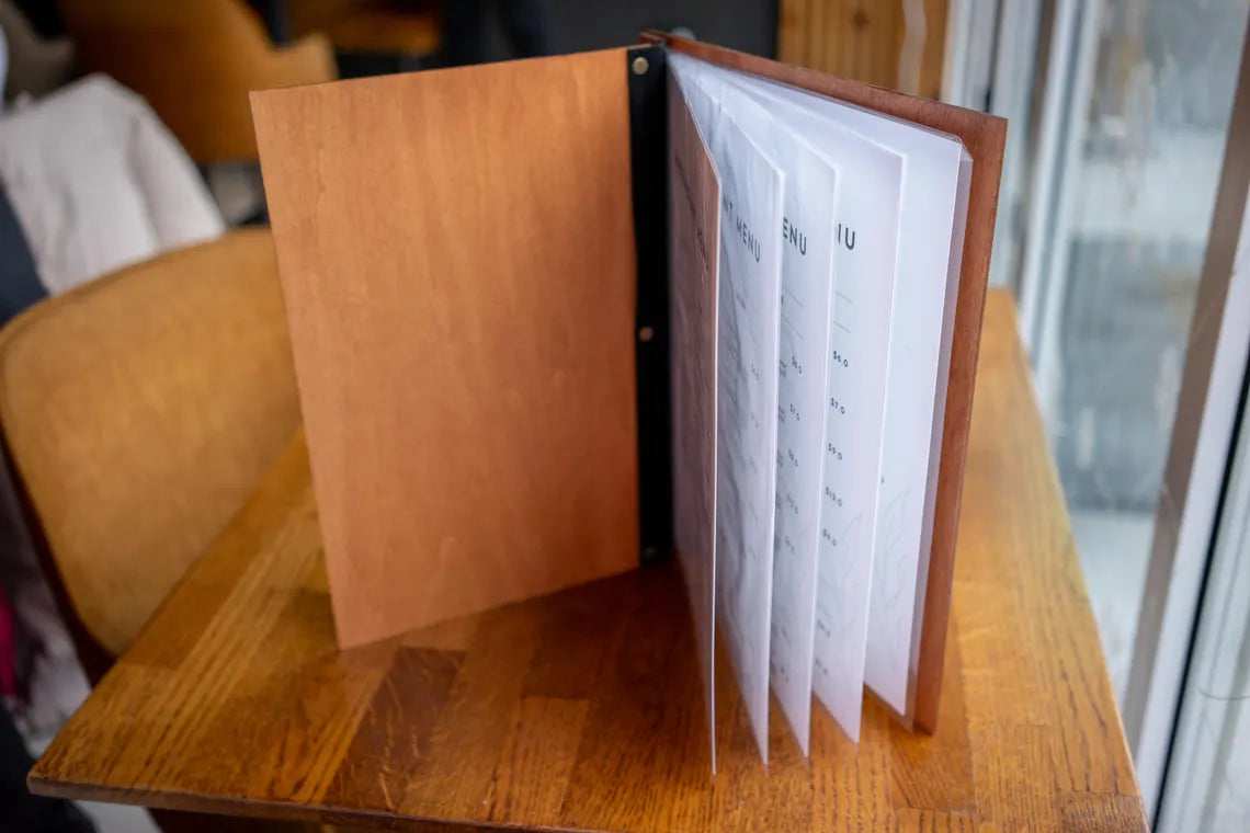 Wooden Menu Folder, Personalized Restaurant Menu, Wood Restaurant Menu, Custom Size Menu Cover, Engraved Menu Cover
