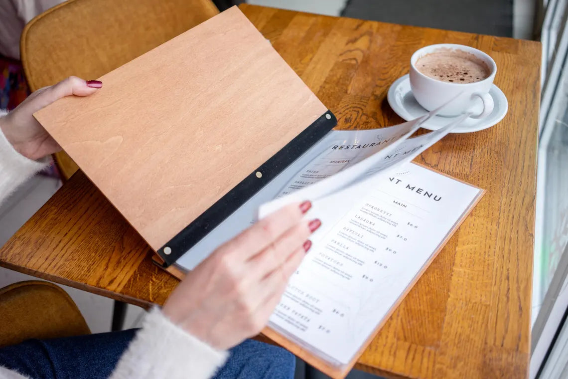 Wooden Menu Folder, Personalized Restaurant Menu, Wood Restaurant Menu, Custom Size Menu Cover, Engraved Menu Cover