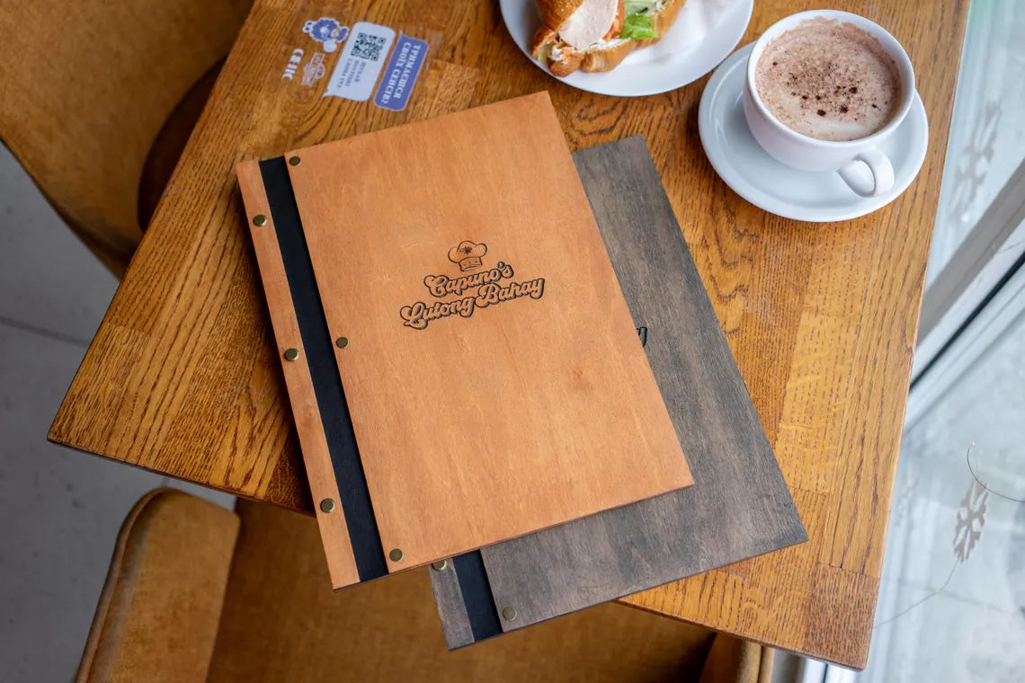 Wooden Menu Folder, Personalized Restaurant Menu, Wood Restaurant Menu, Custom Size Menu Cover, Engraved Menu Cover
