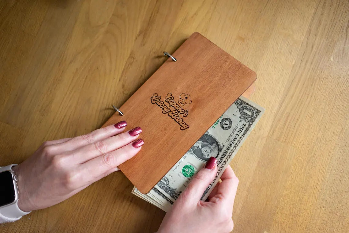 Check Holder on rings, Wooden Check Presenter, FREE ENGRAVING