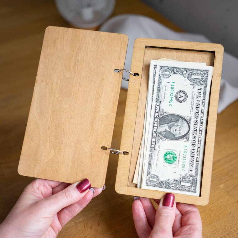 Check Holder on rings, Wooden Check Presenter, FREE ENGRAVING