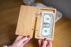 Check Holder on rings, Wooden Check Presenter, FREE ENGRAVING - Image 1