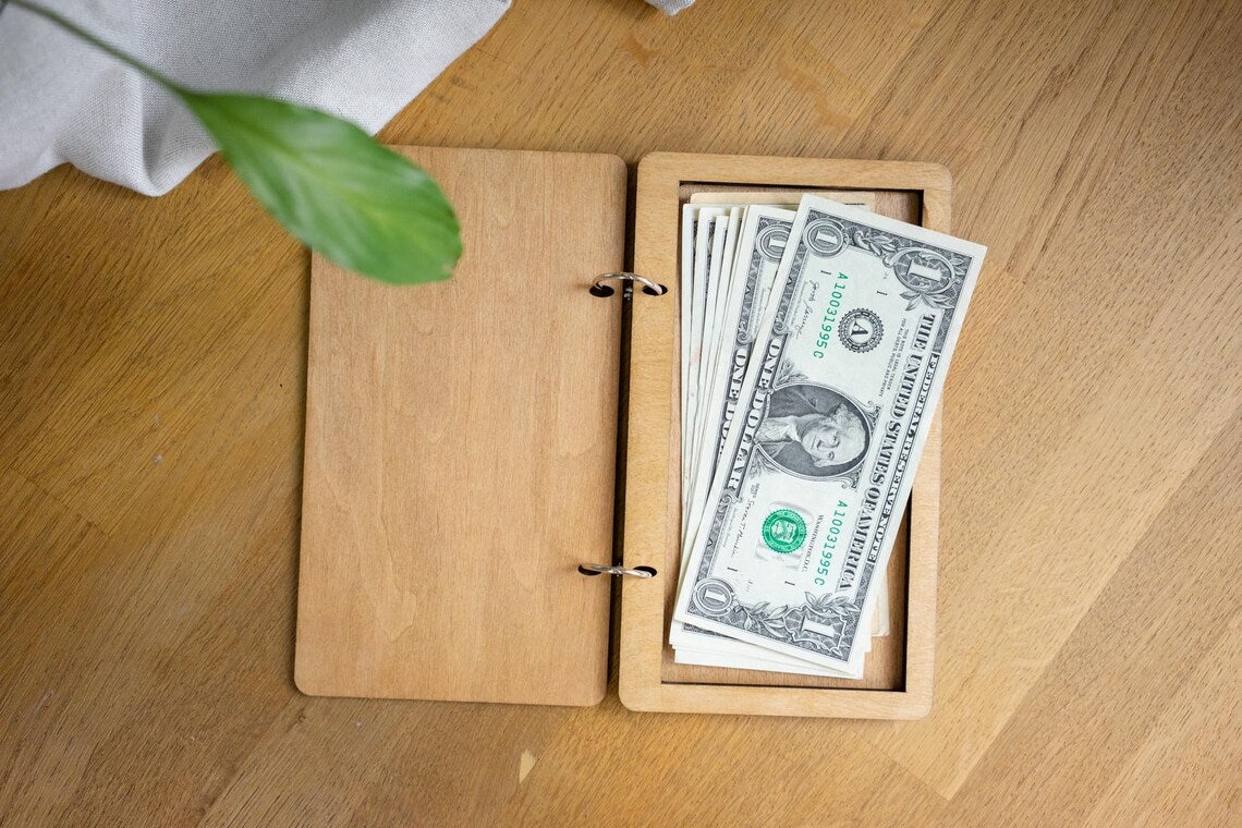 Check Holder on rings, Wooden Check Presenter, FREE ENGRAVING