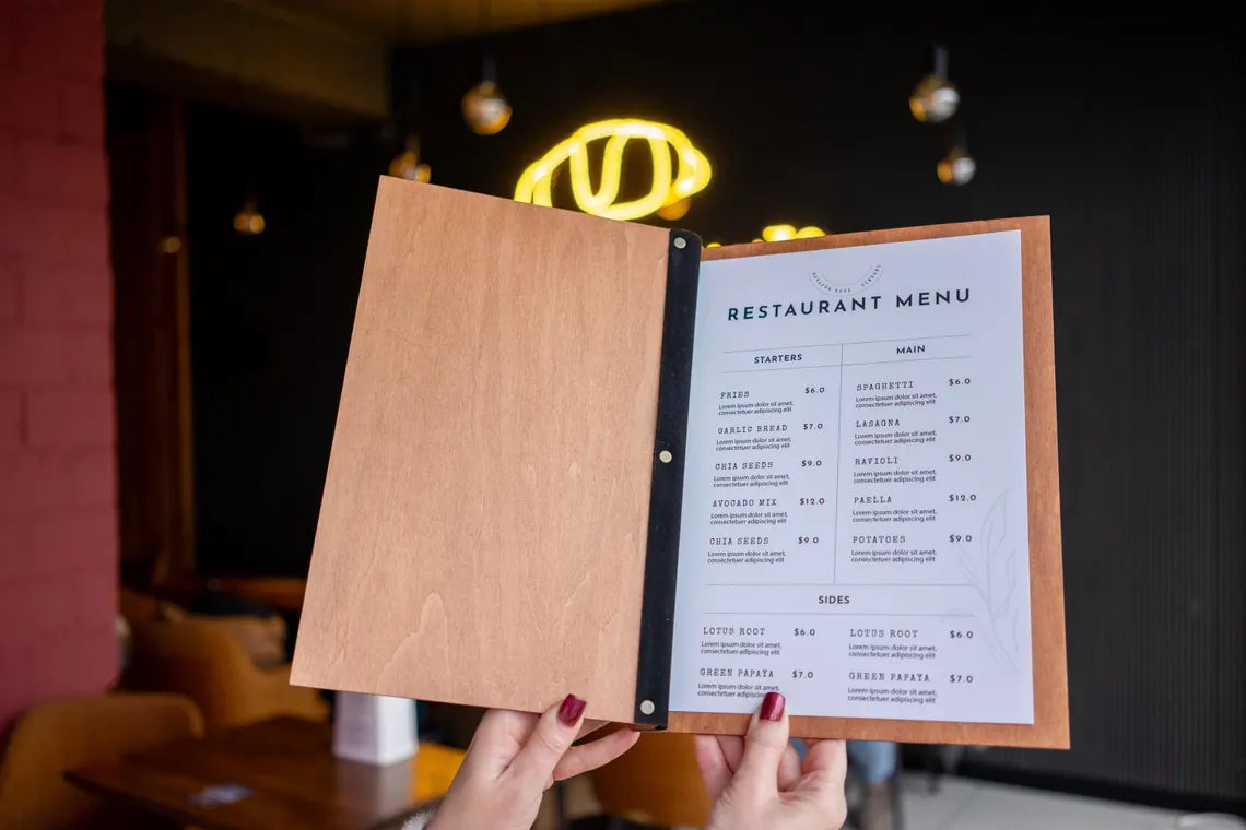 Wooden Menu Folder, Personalized Restaurant Menu, Wood Restaurant Menu, Custom Size Menu Cover, Engraved Menu Cover