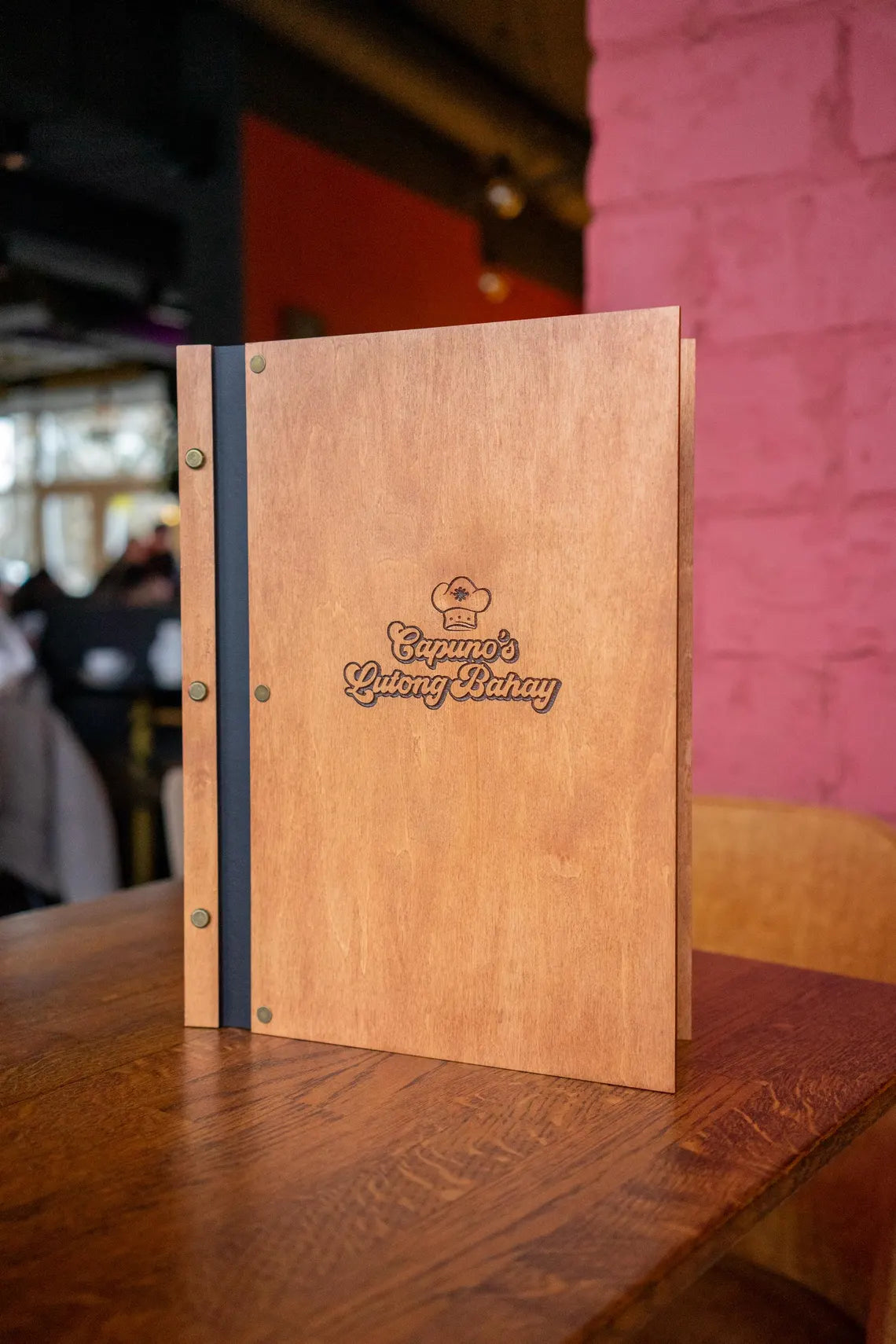 Wooden Menu Folder, Personalized Restaurant Menu, Wood Restaurant Menu, Custom Size Menu Cover, Engraved Menu Cover