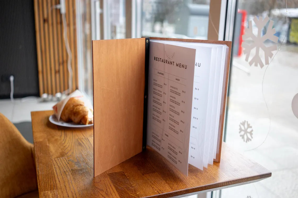 Wooden Menu Folder, Personalized Restaurant Menu, Wood Restaurant Menu, Custom Size Menu Cover, Engraved Menu Cover