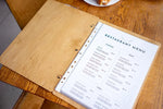Restaurant Menu Cover, Wooden Menu with rings, Menu Cover
