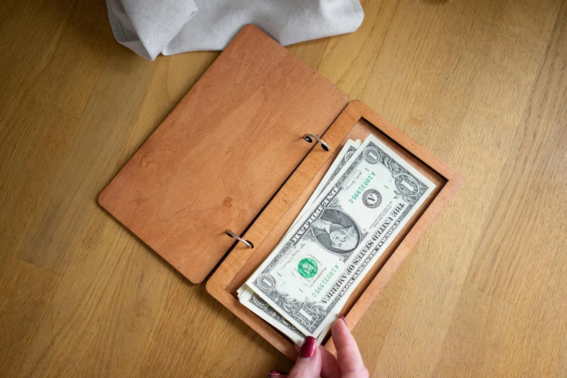 Check Holder on rings, Wooden Check Presenter, FREE ENGRAVING