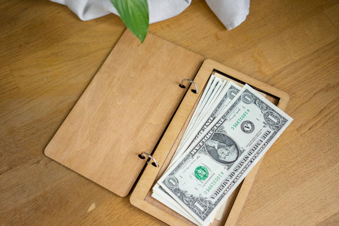 Check Holder on rings, Wooden Check Presenter, FREE ENGRAVING