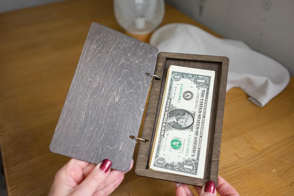 Wooden Check Presenter, Check Holder on rings, FREE ENGRAVING - Image 5