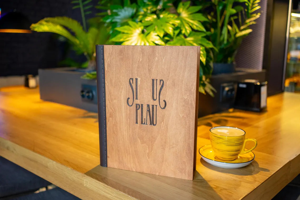Wooden Menu with 4 ring clamp, Menu Cover, Restaurant Menu Cover