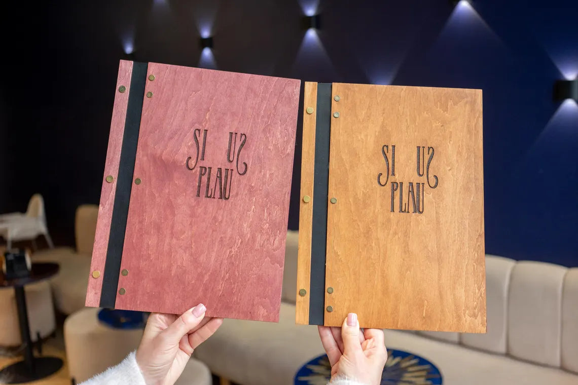 Wooden menu folder, Personalized restaurant menu, Wood restaurant menu, Custom size menu cover, Engraved menu cover