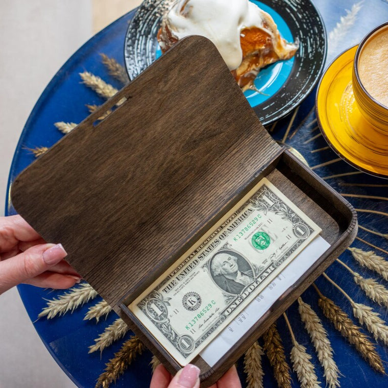 Bill Holder, Check Holder, Restaurant Check Presenter, Check Presenter, Guest Check Presenter, Wooden Check Presenter, FREE ENGRAVING