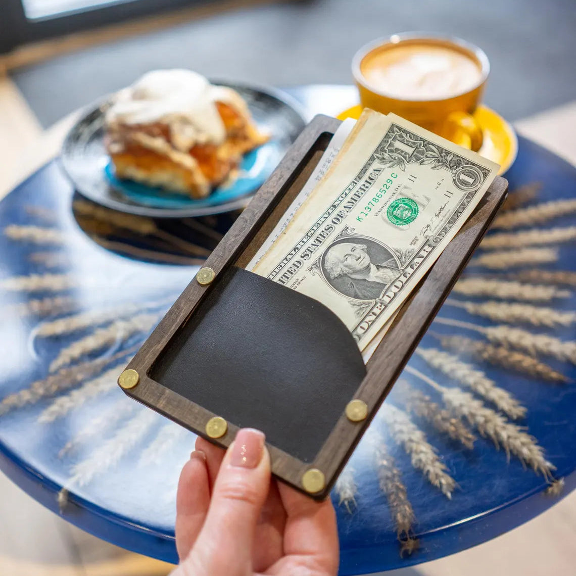 Rustic Wooden Check Presenter, Bill Holder for Restaurants and Cafés FREE ENGRAVING