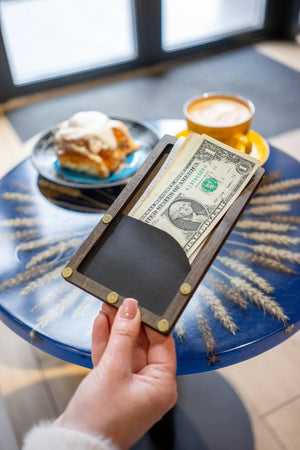 Rustic Wooden Check Presenter, Bill Holder for Restaurants and Cafés FREE ENGRAVING - Image 1