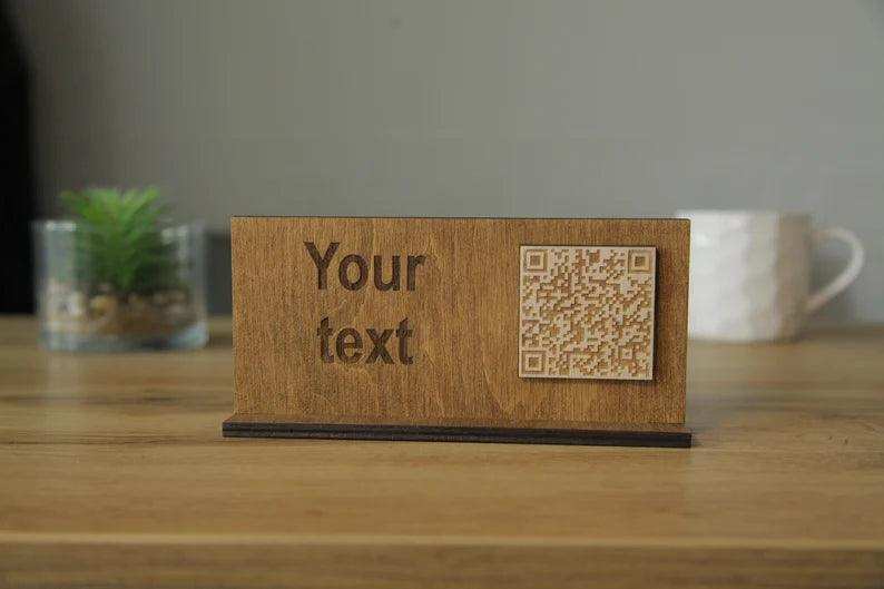 Wooden QR Code Menu Display