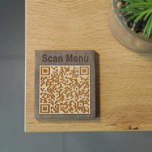 Wooden Tabletop QR Code Menu Display