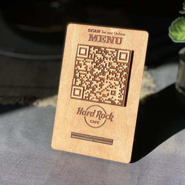 Stylish Wooden QR Code Menu Sign