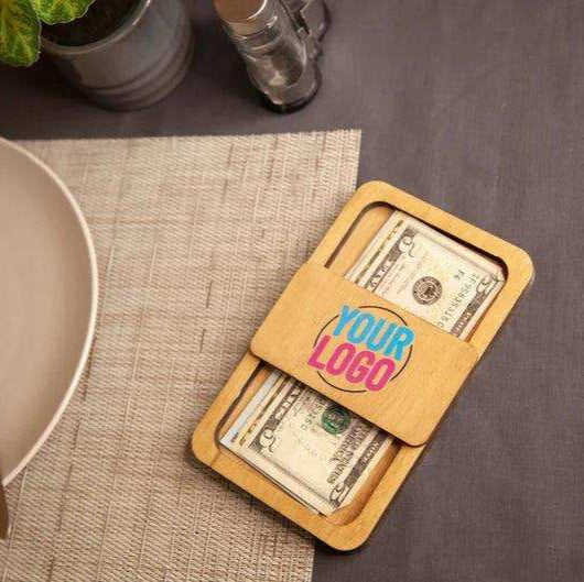 Wooden Check Presenter for Restaurants with Logo