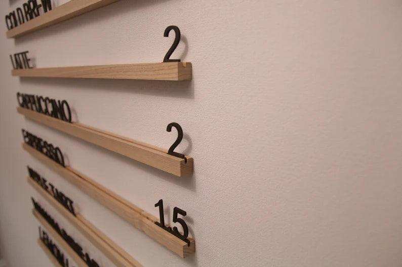 Changeable Wooden Wall Menu Rails