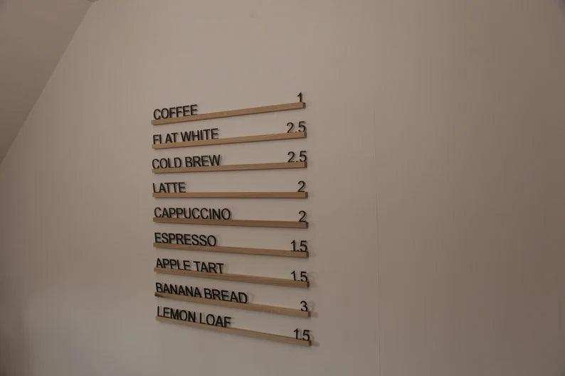 Changeable Wooden Wall Menu Rails