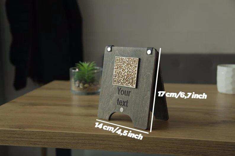 QR Code Menu Sign with Rustic Wood Finish
