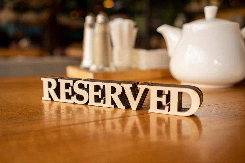 Reserved Table Sign - Custom Wooden Restaurant Decor with Free Engraving