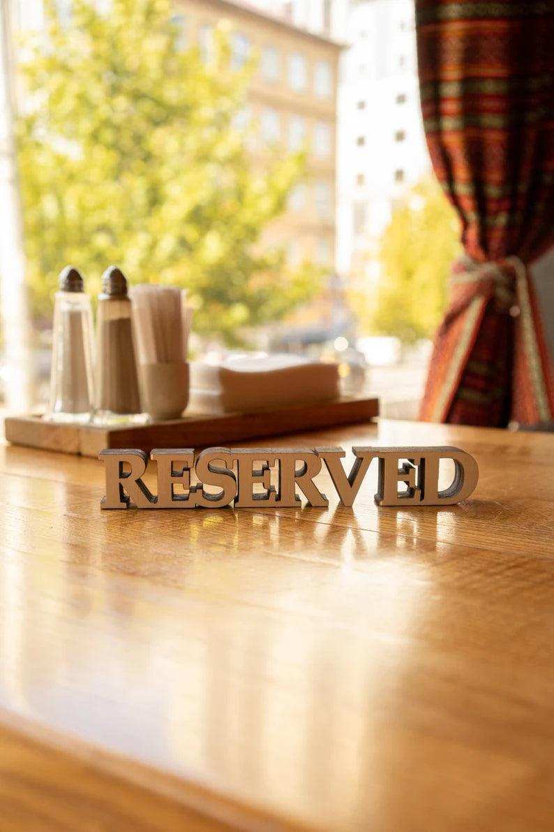 Reserved Table Sign - Custom Wooden Restaurant Decor with Free Engraving