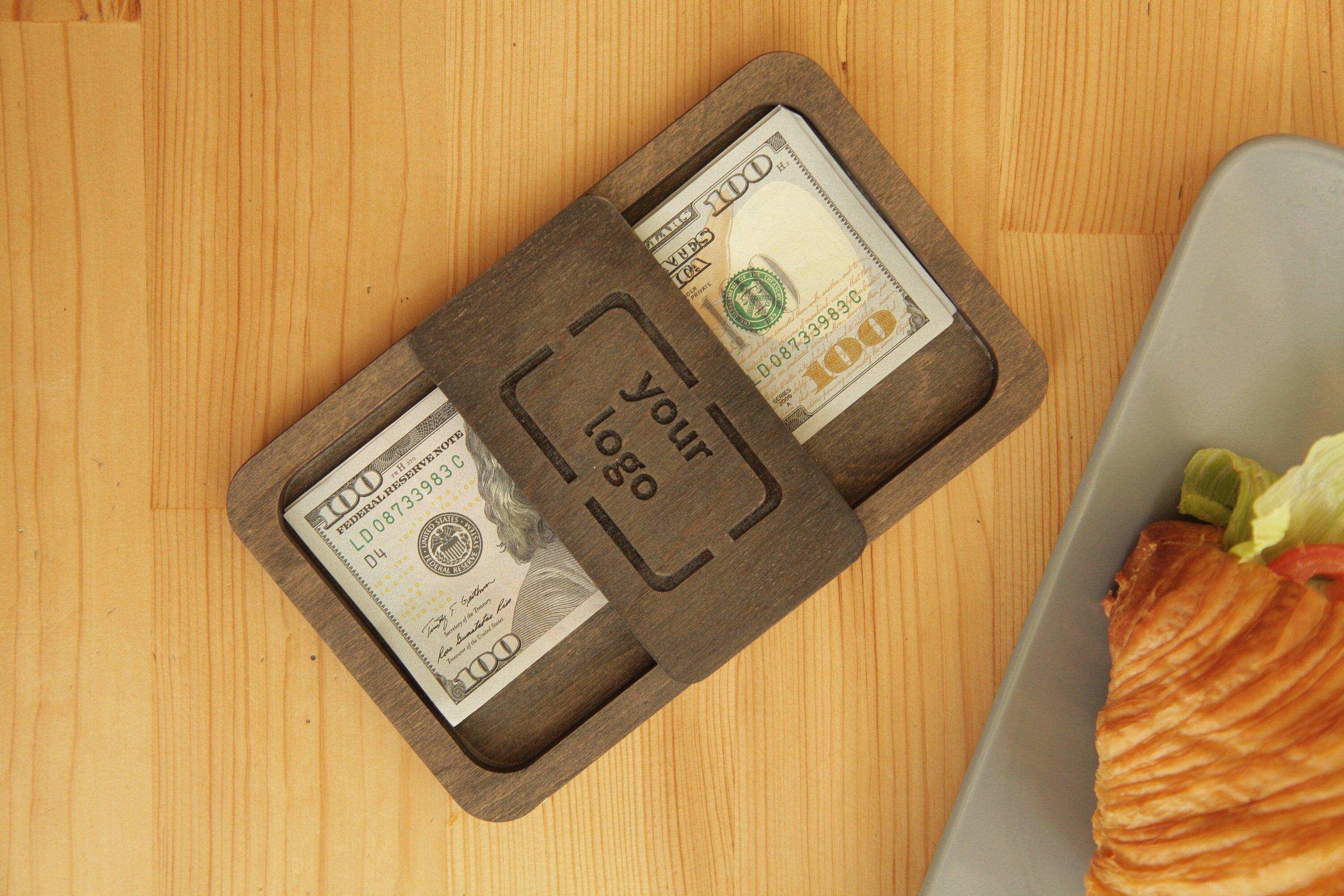 Custom Engraved Wooden Check Holder