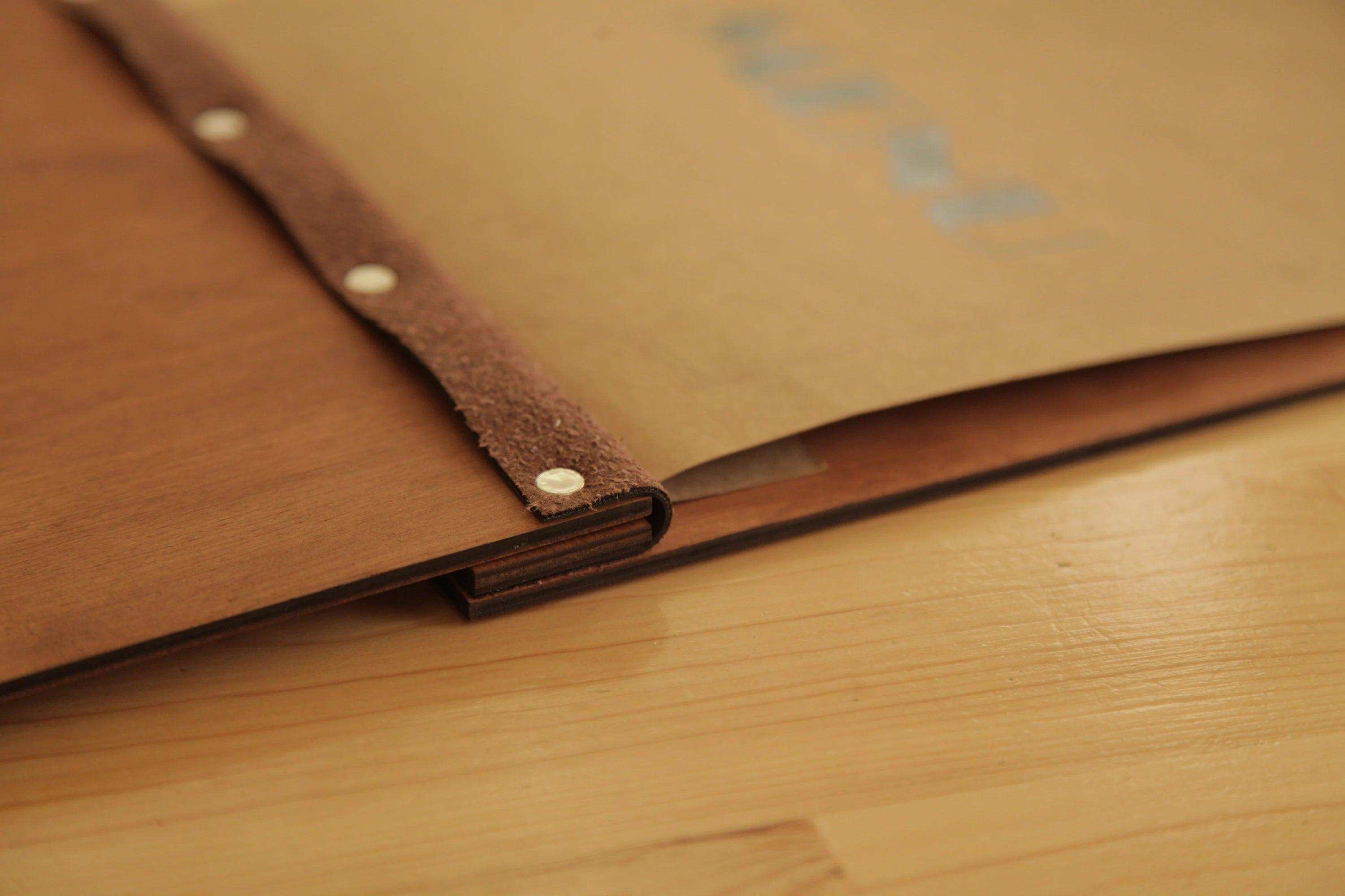 Free Engraving Light Wood Menu Cover with Custom Design