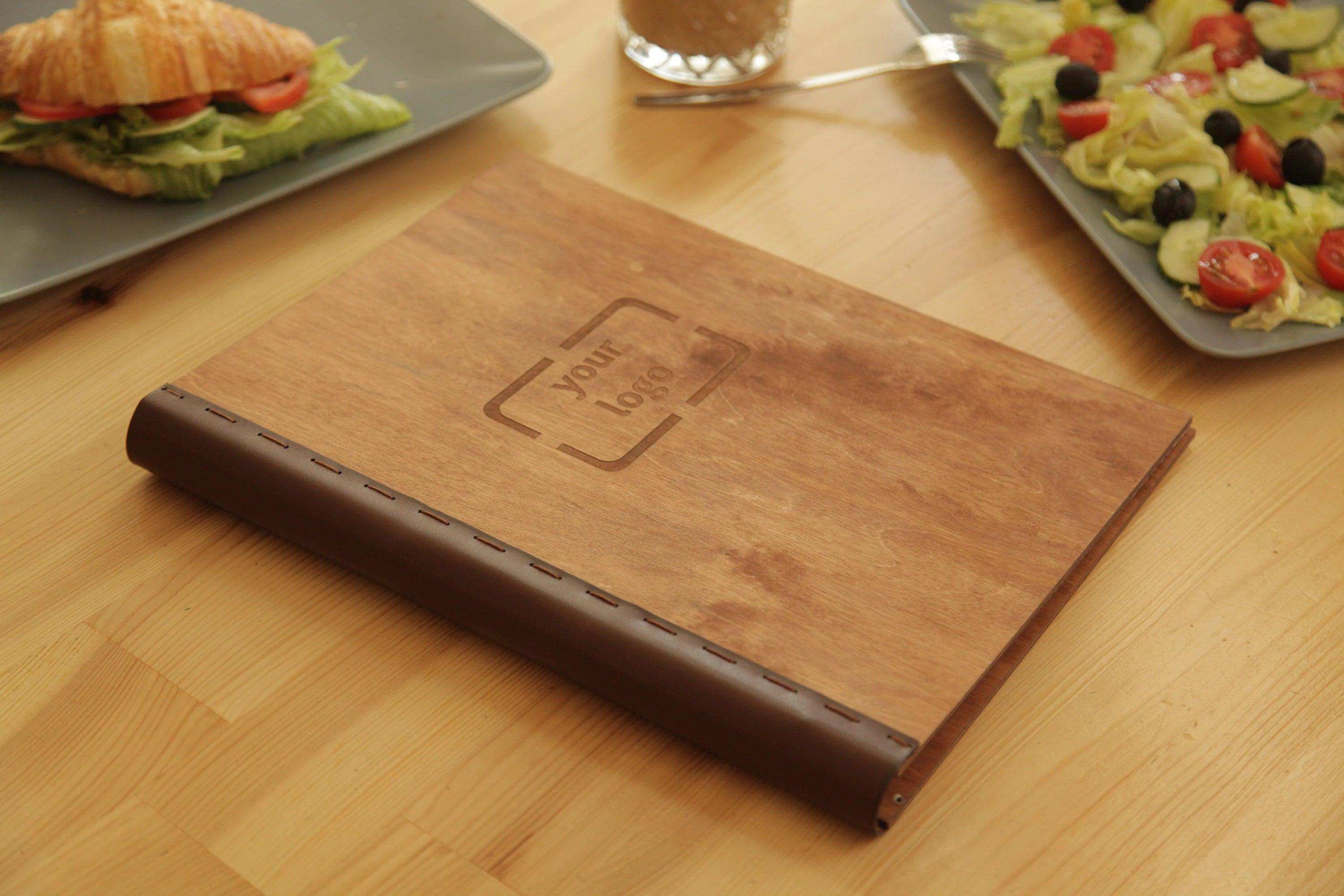 Engraved Menu Cover with Free Engraving and Dark Finish