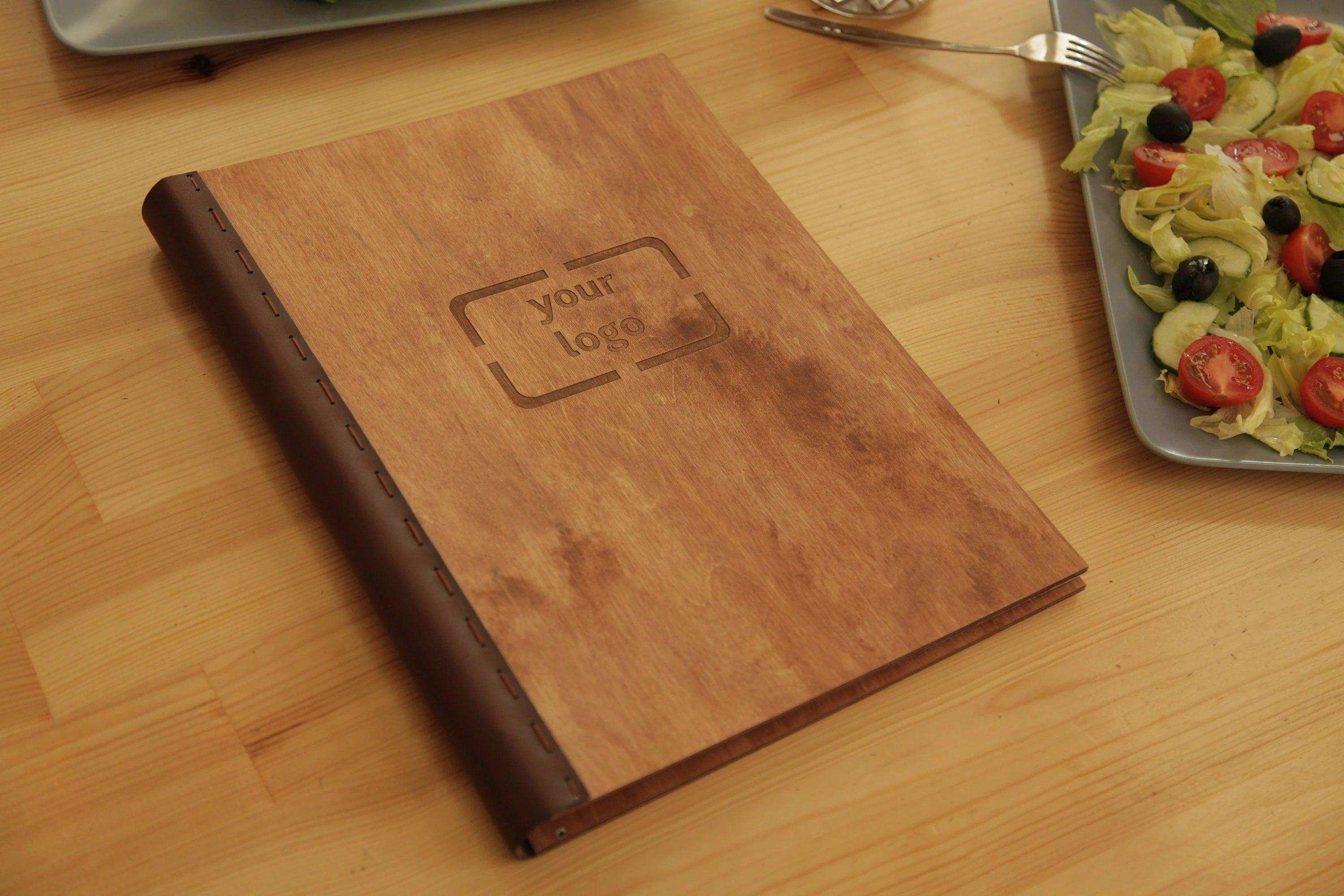 Engraved Menu Cover with Free Engraving and Dark Finish