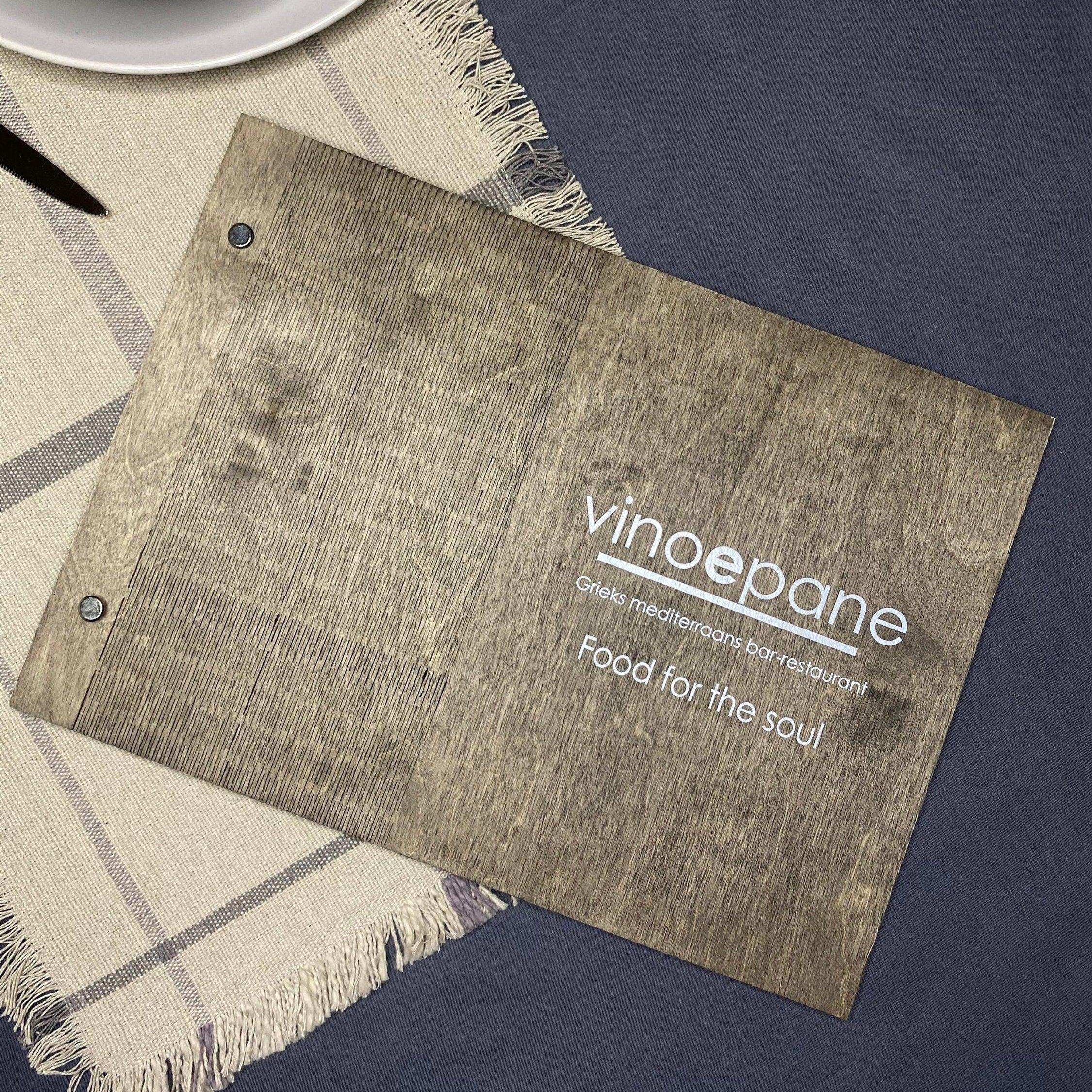 Wooden menu with colored logo or text, Restaurant Menu Cover