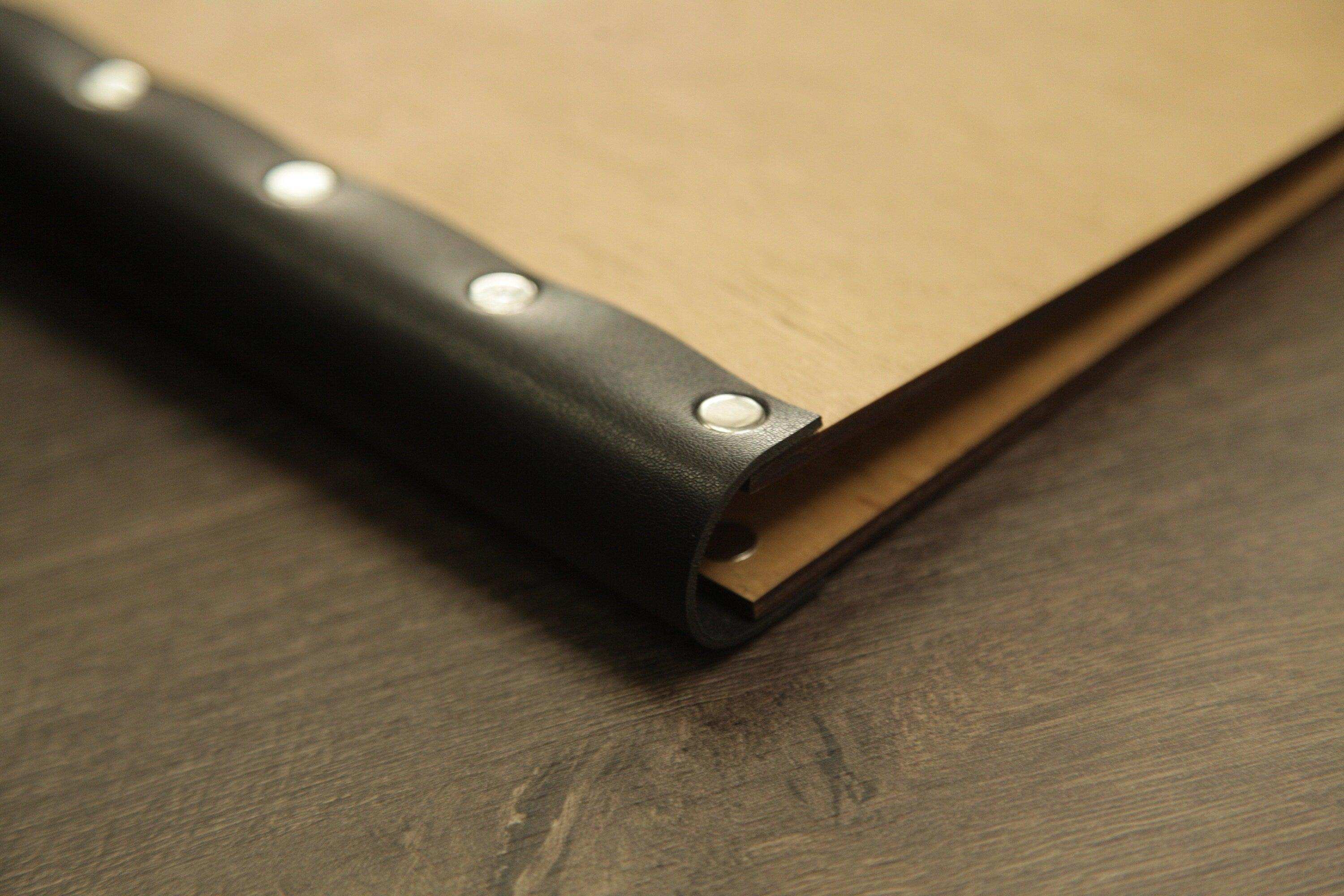 Mahogany Wood Menu Cover with Metal Corners
