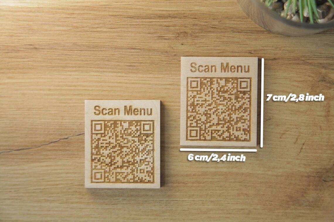 Elegant Wooden QR Code Menu Sign