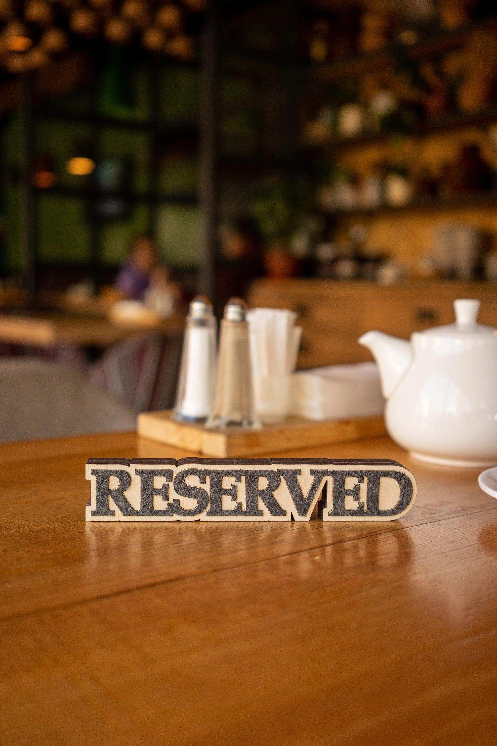 Custom Wooden Reserved Sign for Cafes and Hotels