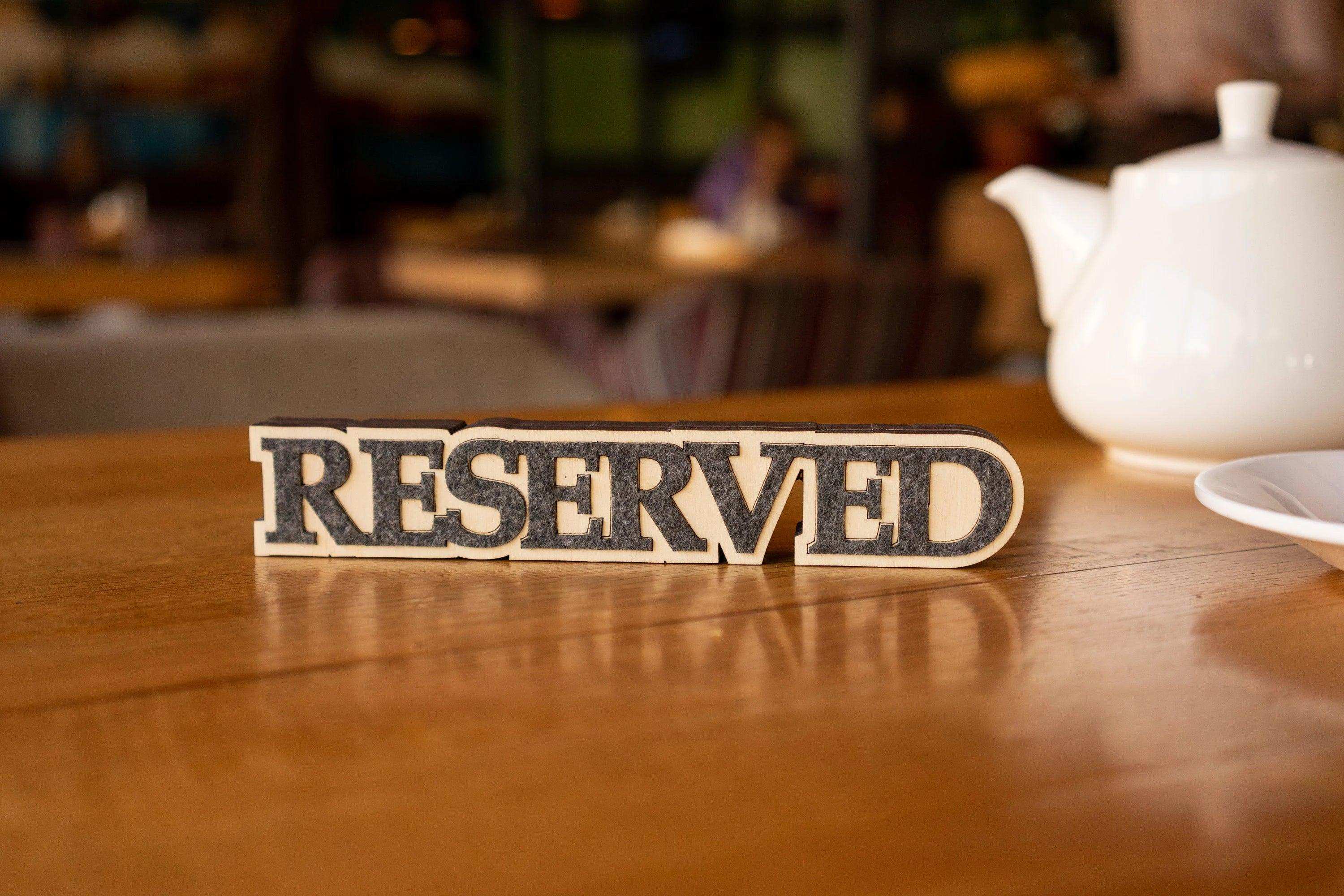 Custom Wooden Reserved Sign for Cafes and Hotels