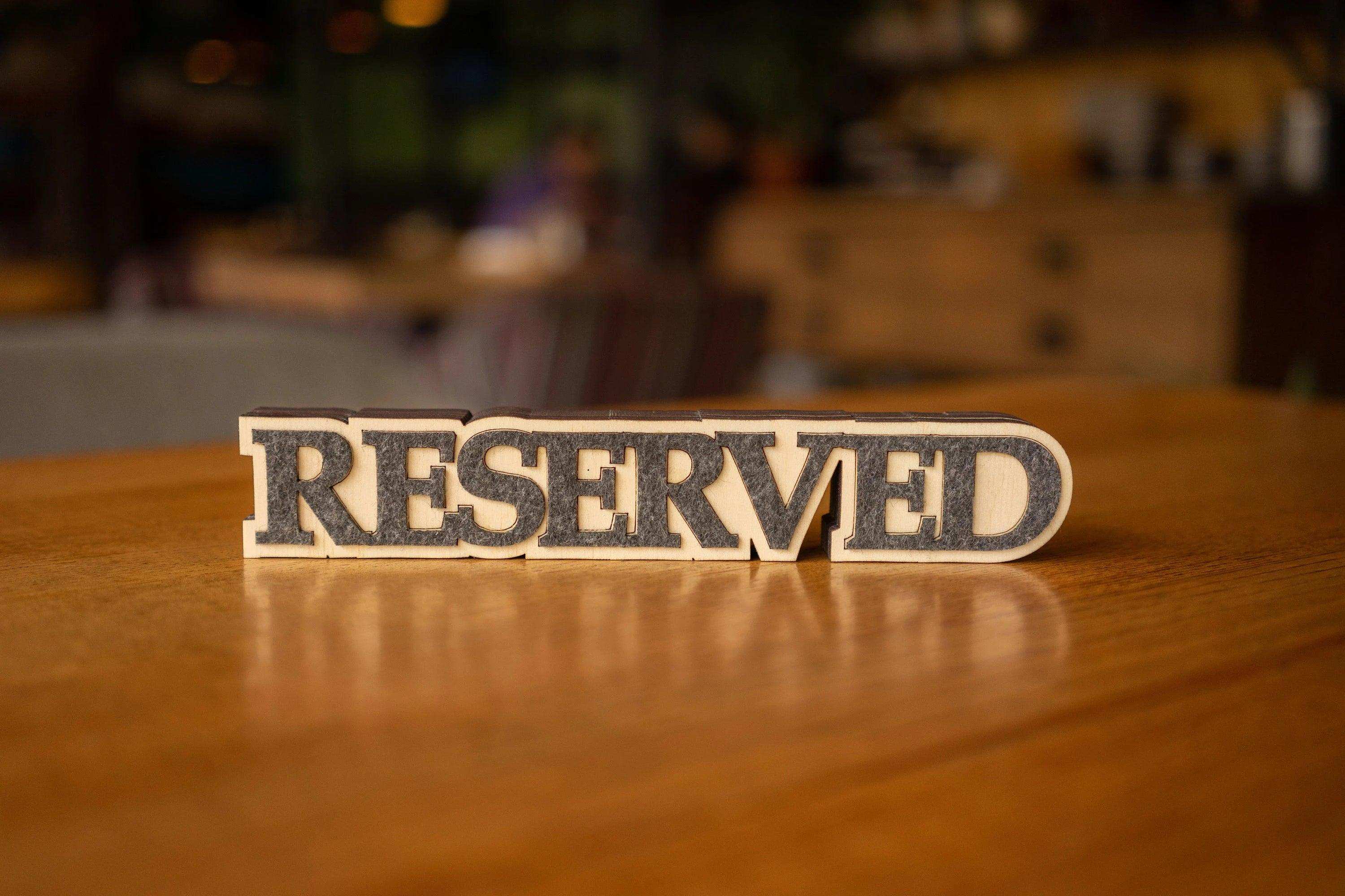 Custom Wooden Reserved Sign for Cafes and Hotels