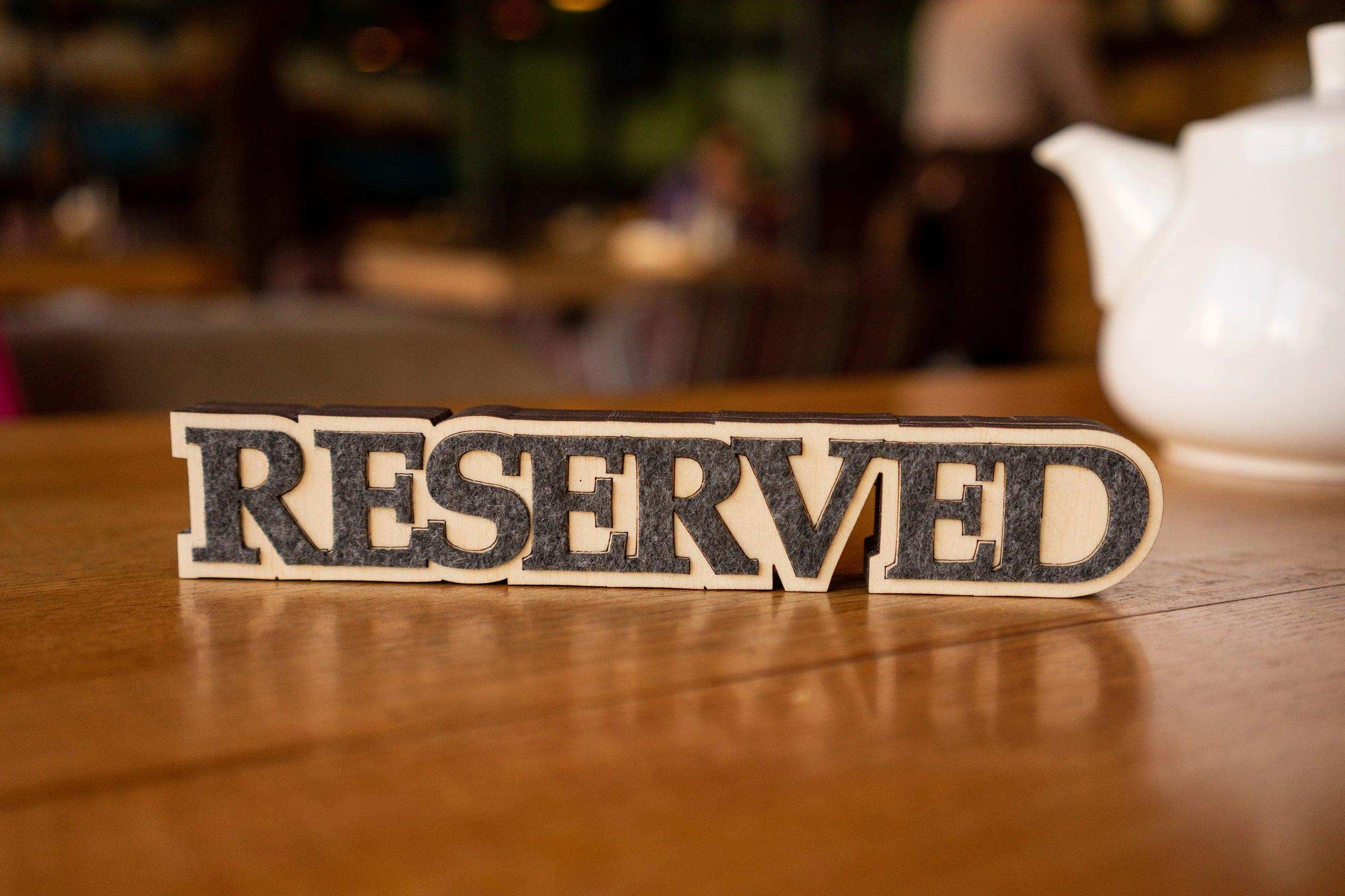 Custom Wooden Reserved Sign for Cafes and Hotels