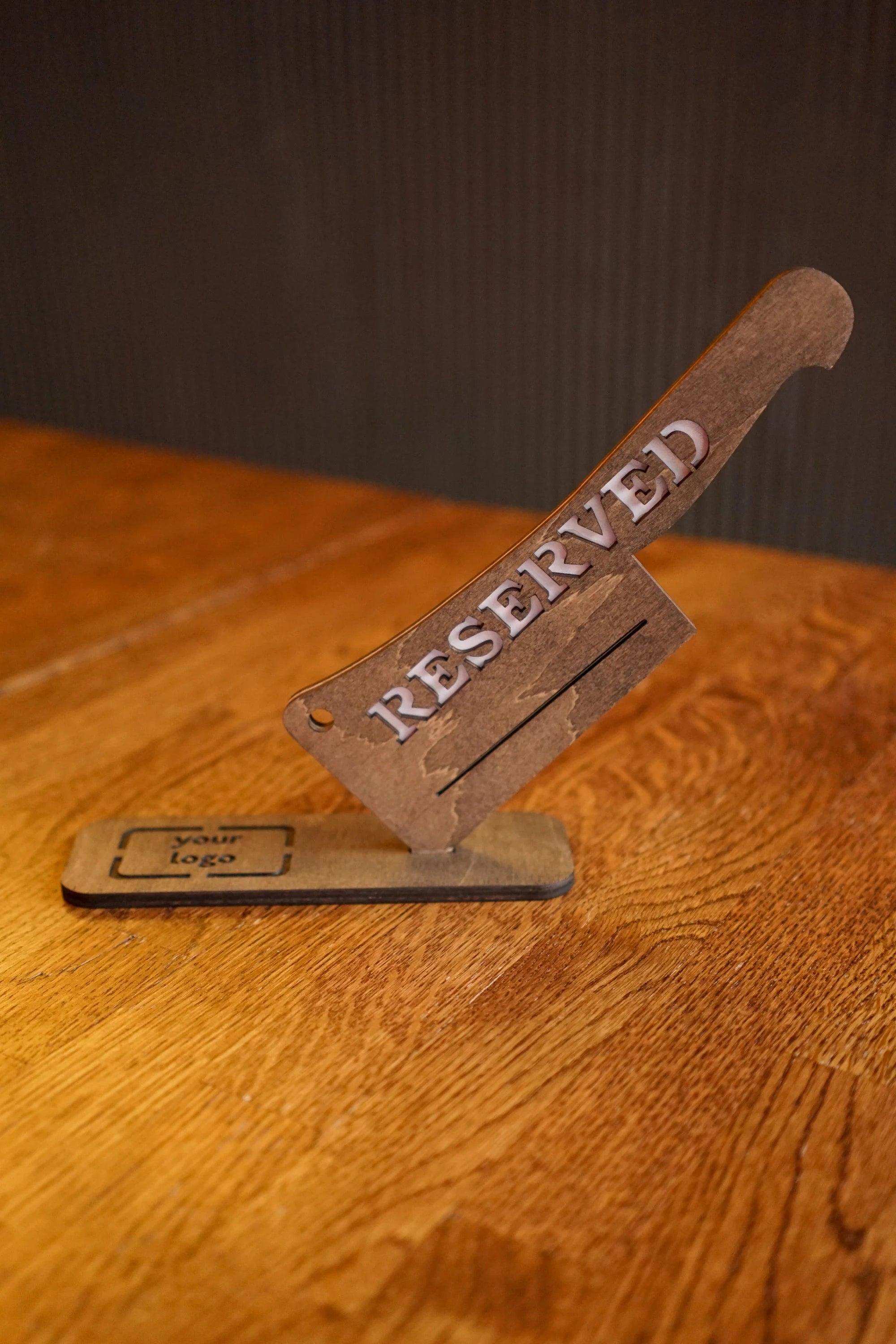 Unique Wooden Axe-Shaped Reserved Table Sign