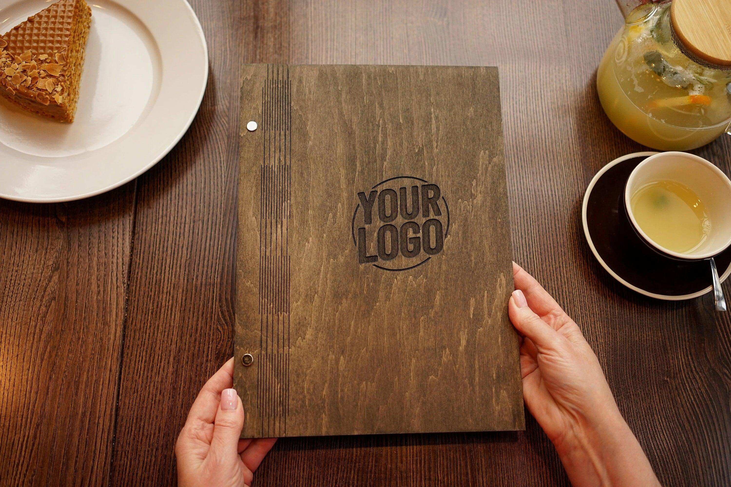 Engraved Wooden Menu Holder with Custom Options for Restaurants